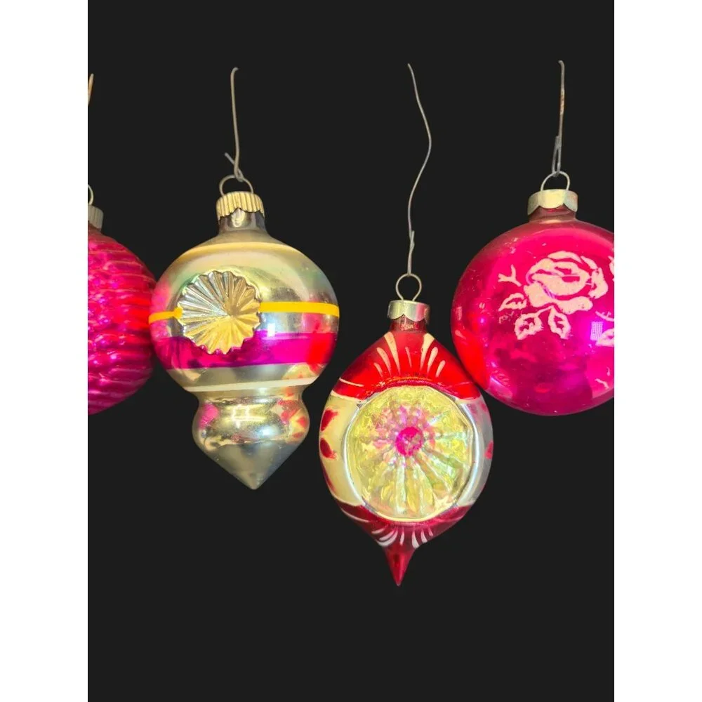 Vintage Shiny Brite Ornaments double Indent Bell Teardrop Mercury Glass bulbs 6 - Picture 5 of 16